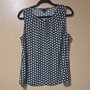 Ann Taylor Factory Green and White Polka Dot Blouse Med